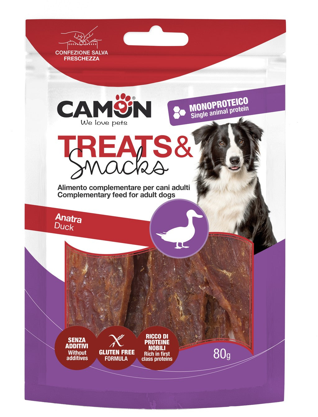 Camon Jerky di Anatra 80 g Snack Monoproteico Camon Jerky di Anatra 80 g Snack Monoproteico